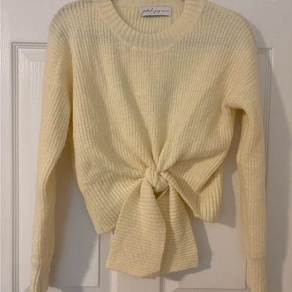Petal & Pup Cream Sweater with Front Knot - Picture 3 of 4
